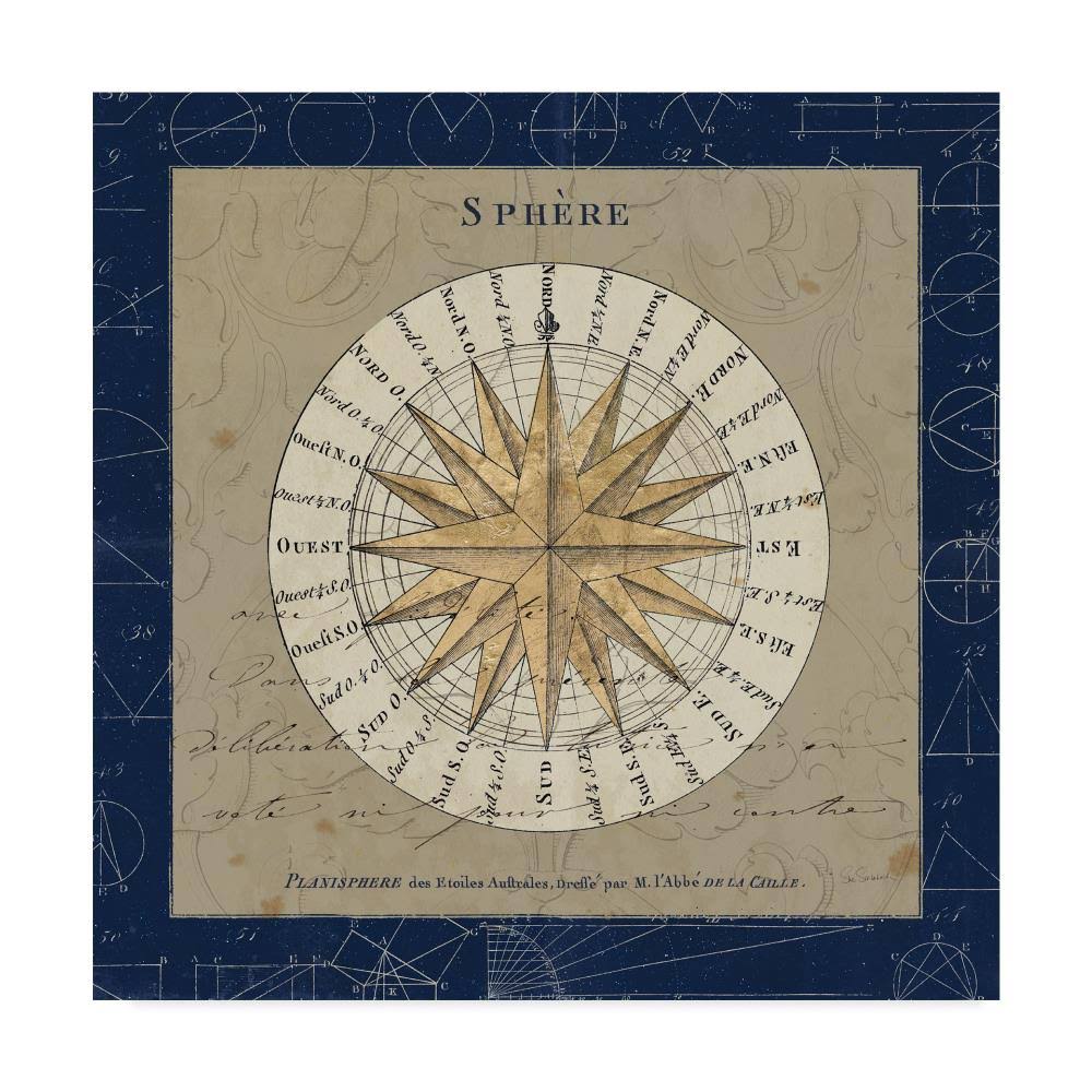 Trademark Fine Art Wap08099-C3535Gg Sue Schlabach 'Sphere Compass Blue