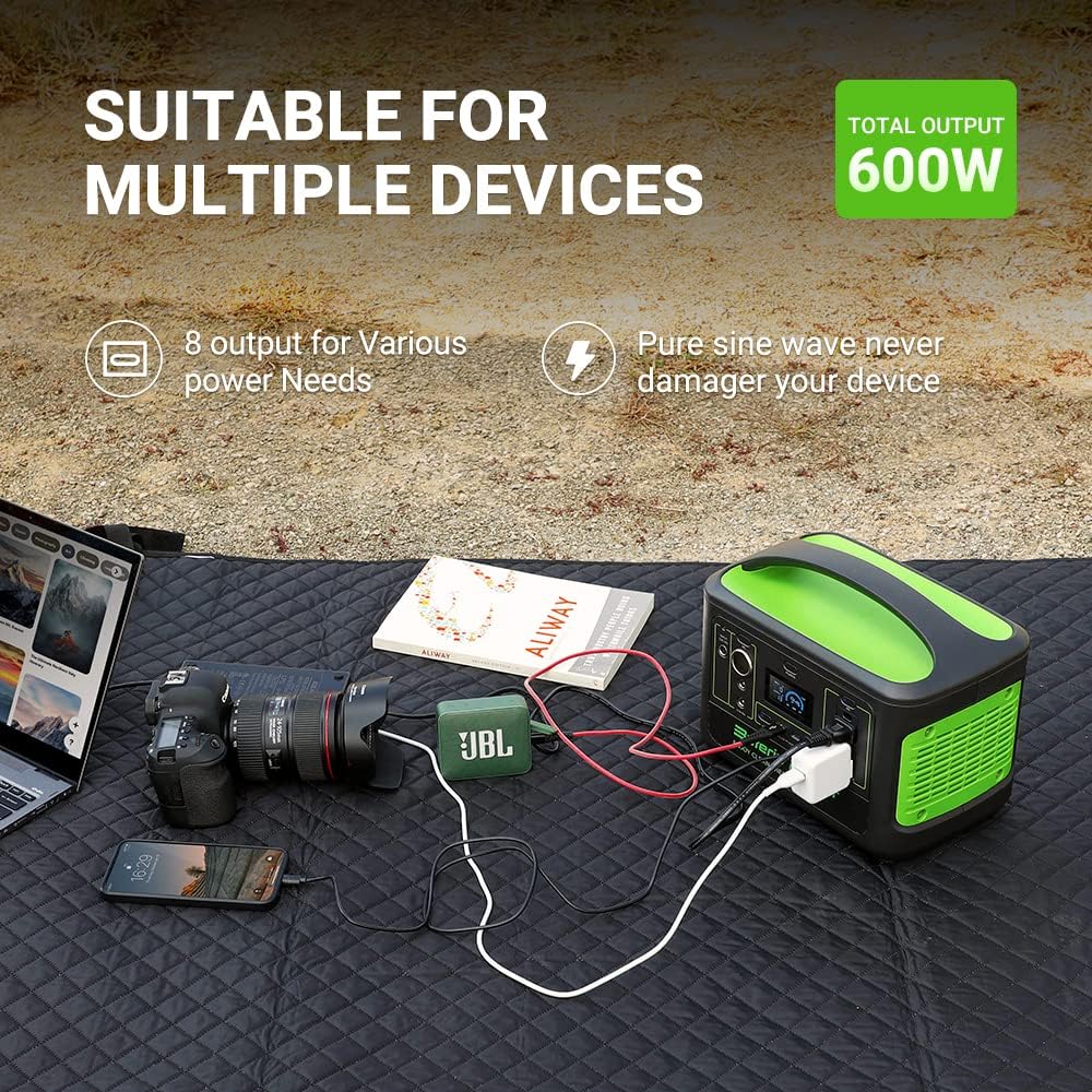 600W /568Wh Portable Power Station, Bateria Power Portable Generator 7-Port Outdoor Generator with 2 AC Outlet, 65W USB-C, 150000mAh Power Bank Battery Pack, LED Light for Camping, RV, Power Outage