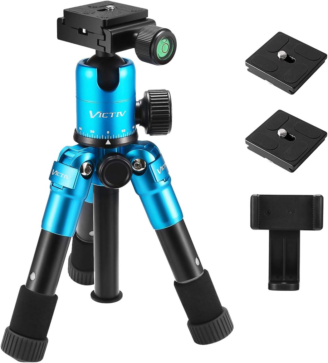 Tabletop Tripod, 20.1inch Portable Desktop Mini Tripod for Camera with 360 Degree Ball Head, Aluminum Small Travel Tripod, Compatible with Most Camera/Cell Phone/Spotting Scope (Black) Pack of 2