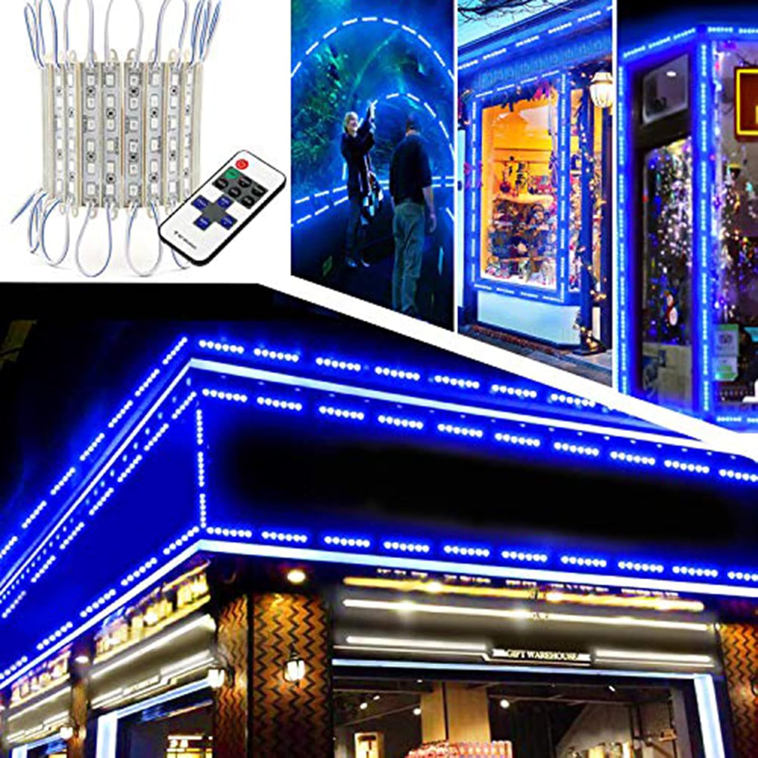EAGWELL Upgraded Storefront Lights , 40 FT 80 Pieces Blue Store Window LED Lights 4 Sets 5054 SMD LED Light Module Storefront Window Strip Light for Business Store Light Advertising Signs Pack of 2