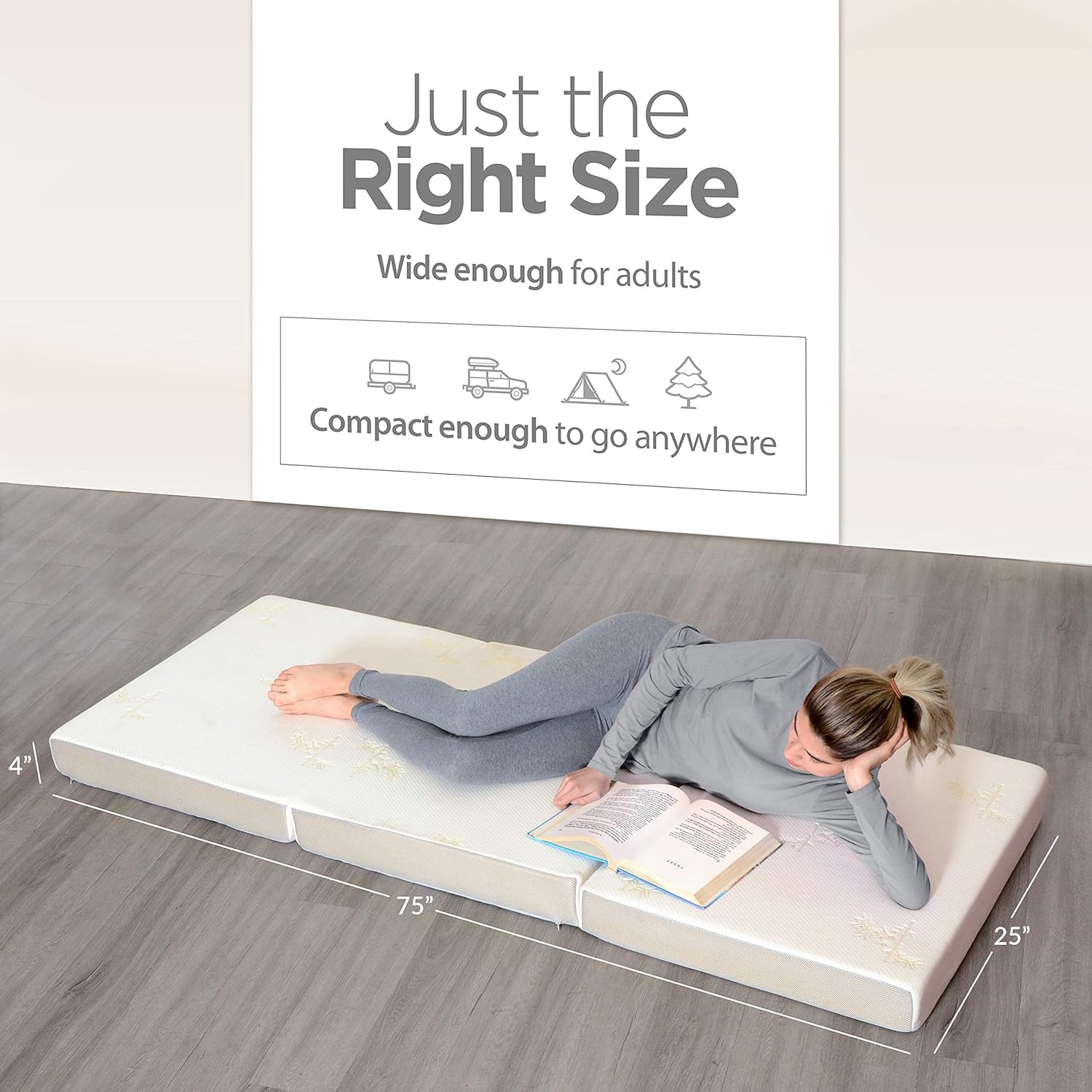 Milliard Tri Folding Mattress with Washable Cover Space Saver Single Size (75 inches x 25 inches x 4 inches)