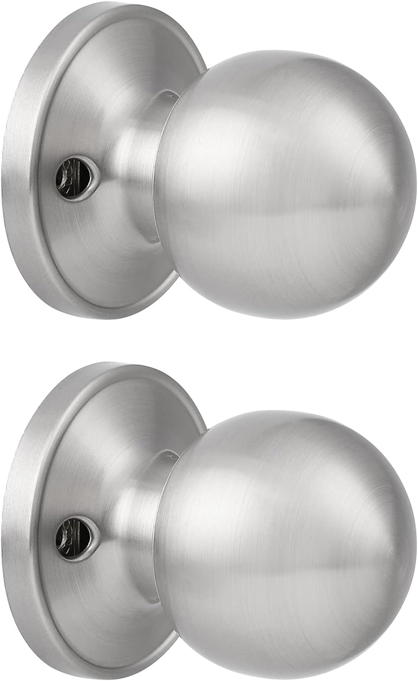 Probrico (4 Pack) Keyed Alike Entry Door Knobs Combo Pack, Entrance Lockset in Brushed Nickel, Interior Exterior Ball Door Knobs with Lock and Keys