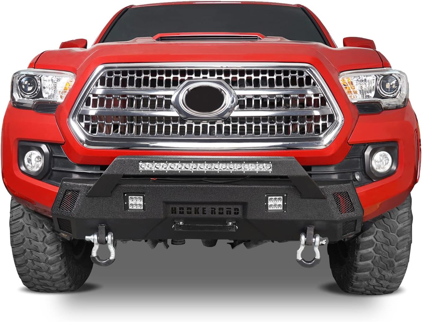 Hooke Road Tacoma Rear Bumper w/Sensor Holes + Stubby Front Bumper for Toyota Tacoma 3rd Gen 2016 2017 2018 2019 2020 2021 2022