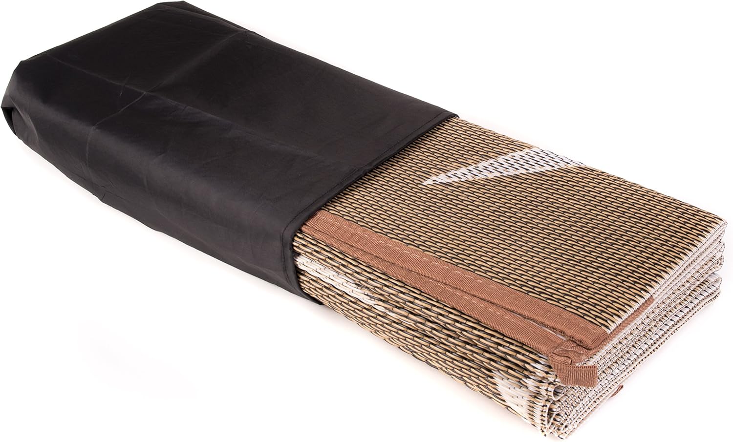 Professional EZ Travel Collection Reversible RV Outdoor Rug for Backyards, Beaches, Camping Grounds, Patios, and More, Storage Bag and Mat Stakes Included, Beige (9x12)