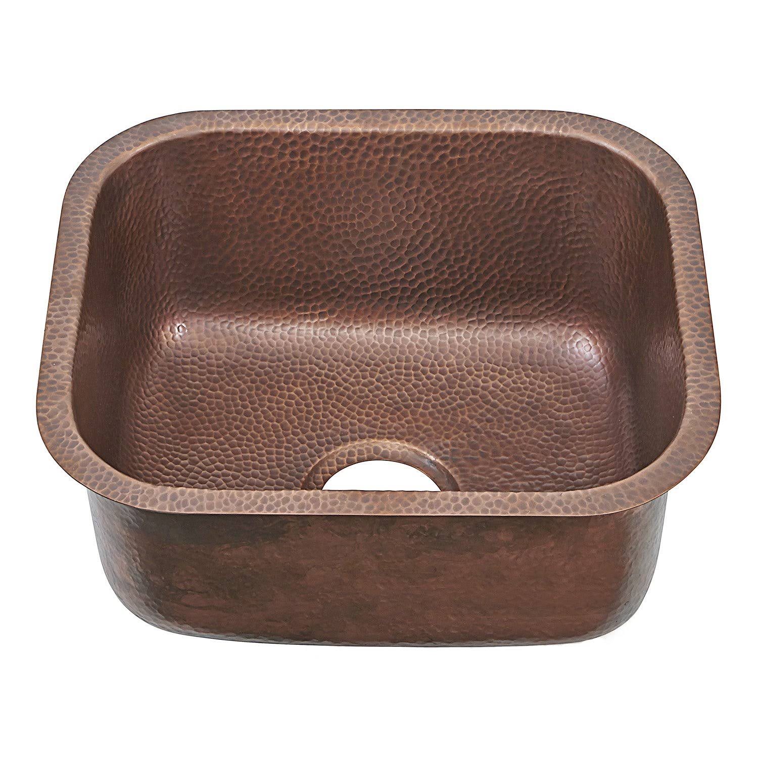 Sinkology SP503-18AC Transitional Sisley Pro Undermount Handmade Copper Sink 18.5 in. Bar Prep Sink in Antique Copper