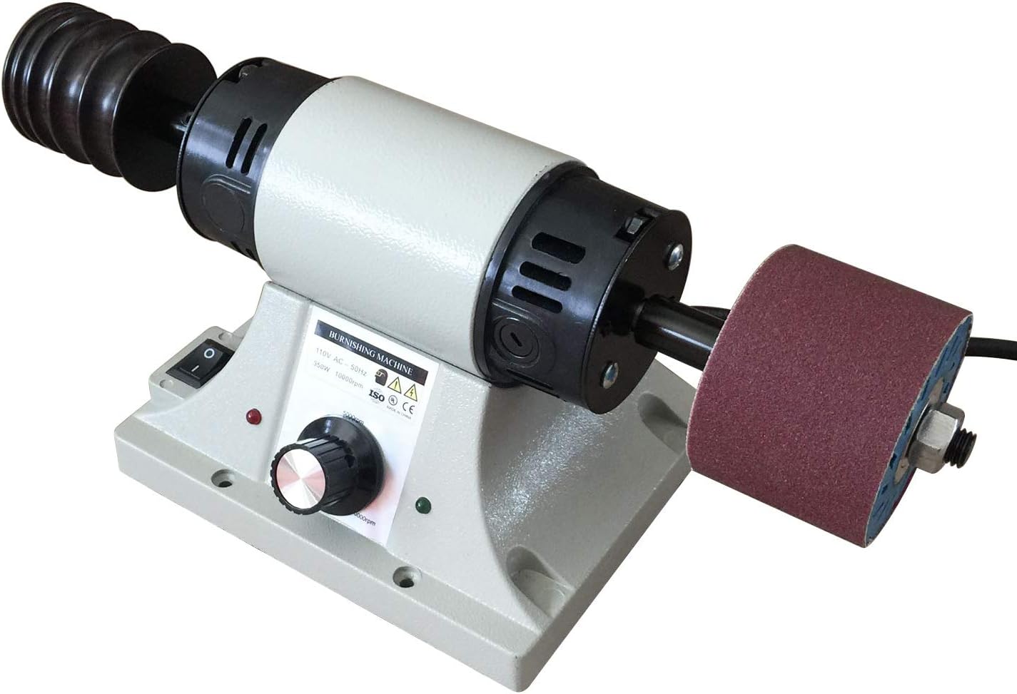 YaeKoo 0-8000RPM Leather Polisher Sander 350W Leather Burnishing Machine 110V Edge Grinding Machine with 6 Sanding Sleeves