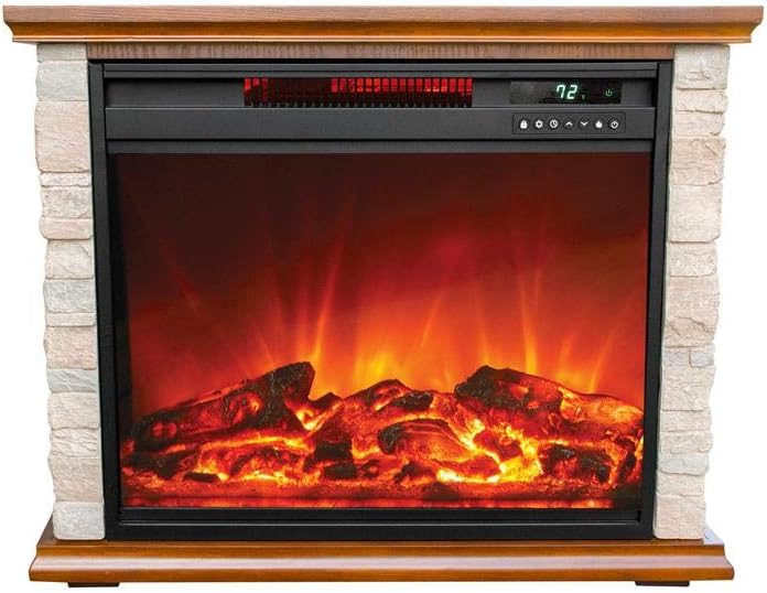 LIFE SMART Large Infrared Stone Remote Lifesmart Faux Electric Fireplace, Extra