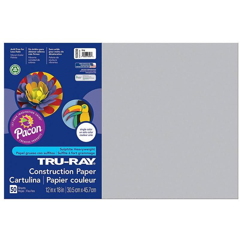 Pacon (5 PK) Tru Ray 12x18 Gray