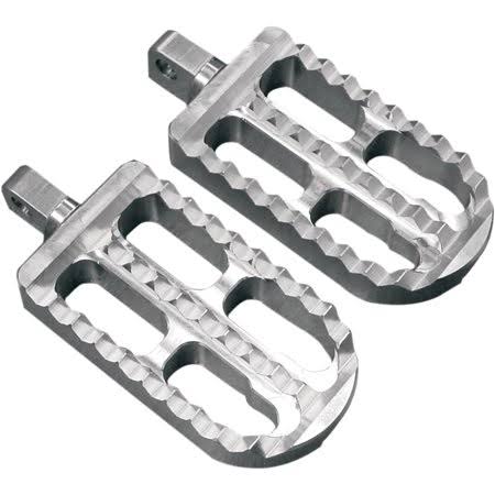 Joker Machine 08-56-2 Adjustable Serrated Footpegs 4 1/2in. L x 2 1/2in. W x 1in. Thick - Clear Anodi