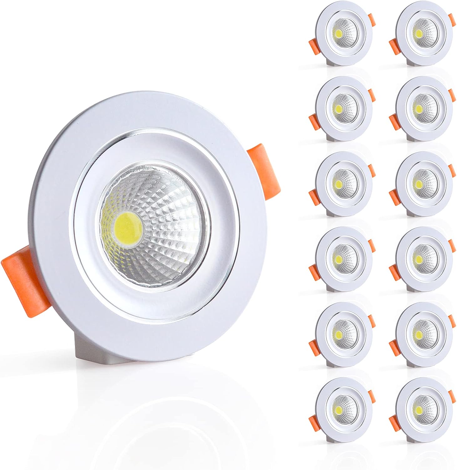 RV Lights, 3 inches 12 Volt Recessed Led Light, 12v Puck Lights, 6500K White Light is Suitable for RVs, Camping Cars, Cabinet etc.（12 Pack)