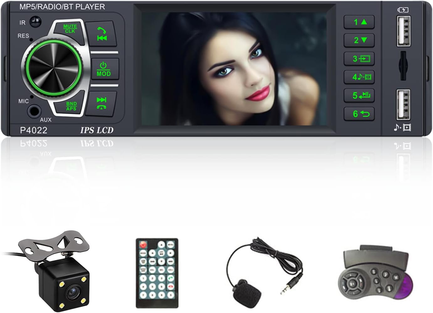 Single Din Car Radio with Bluetooth 3.8 inch IPS Screen Digital Media Car Stereo Receiver In Dash MP5 Player with Mirror Link FM Radio Receiver Dual USB/TF/AUX-in SWC External Microphone Backup Camera