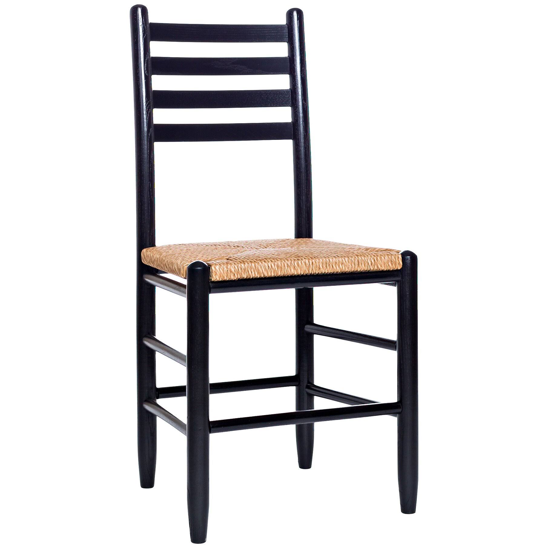 Dixie Seating Asheville 4-Slat Steam Bent Ladder Back Woven Seat Dining Side Chair, Woodleaf White