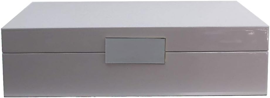 Addison Ross 8x10.75 White Lacquer Box with Silver