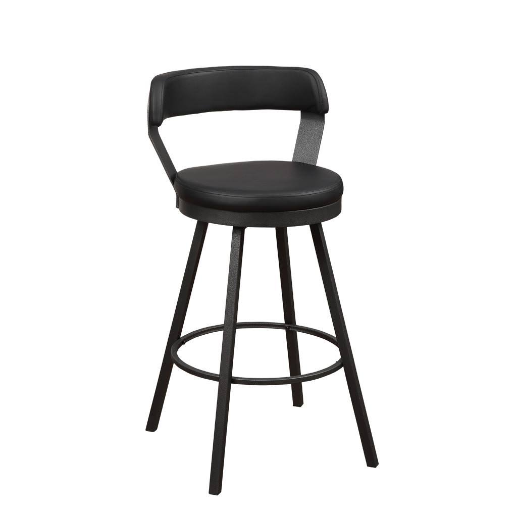 Lexiconhome Appert Pub Height Swivel Stool, Black, Set of 2