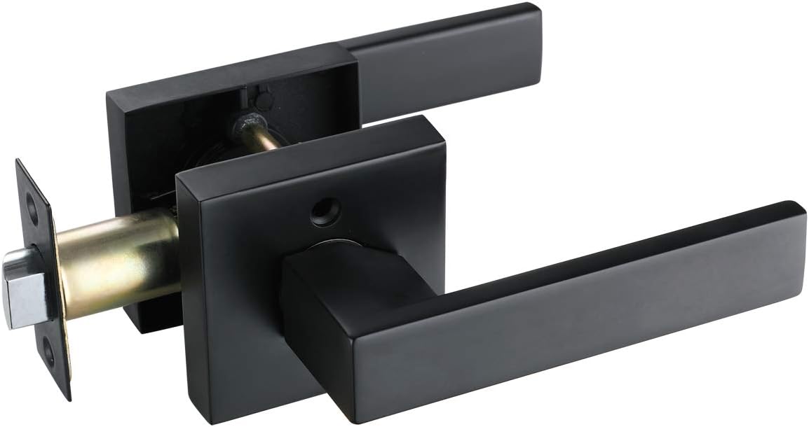 Heavy Duty Door Lock Lever Handle in Matte Black (6 Pack, Hall & Closet, Black)