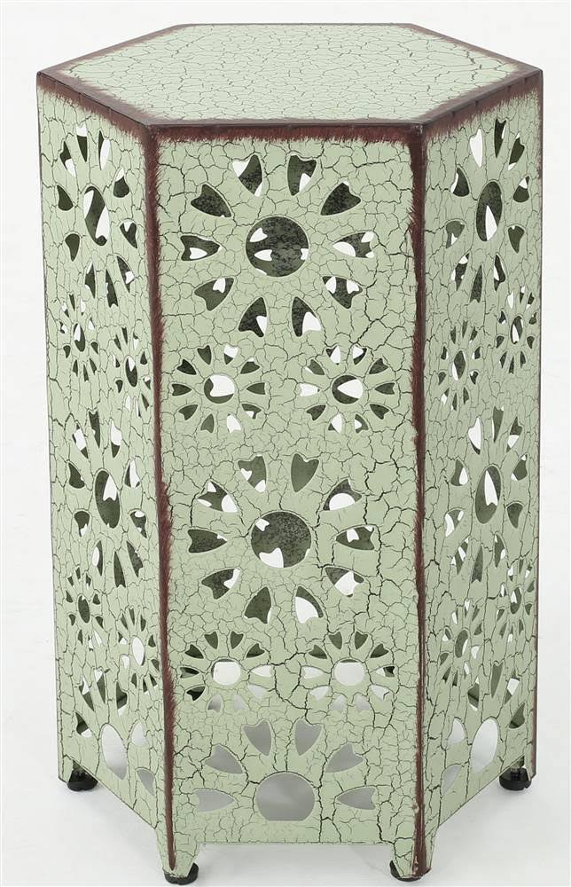 Noble House 12 in. Iron Side Table in Crackle Green