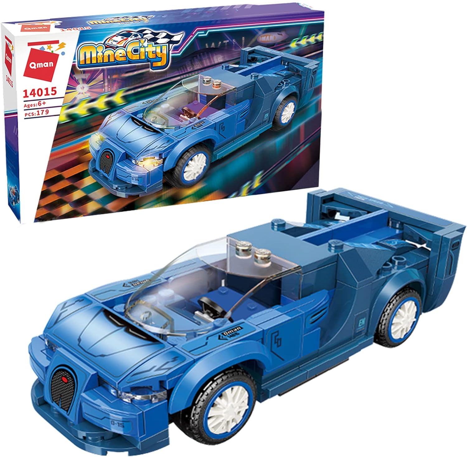 QMAN Building Blocks Racing Car Model Kits Collectible Sports Technic Car Construction Toy Vehicle for Adults Kids Boys Girls Age 6 and up 200+ Pieces Fett GT-40 (Grey)