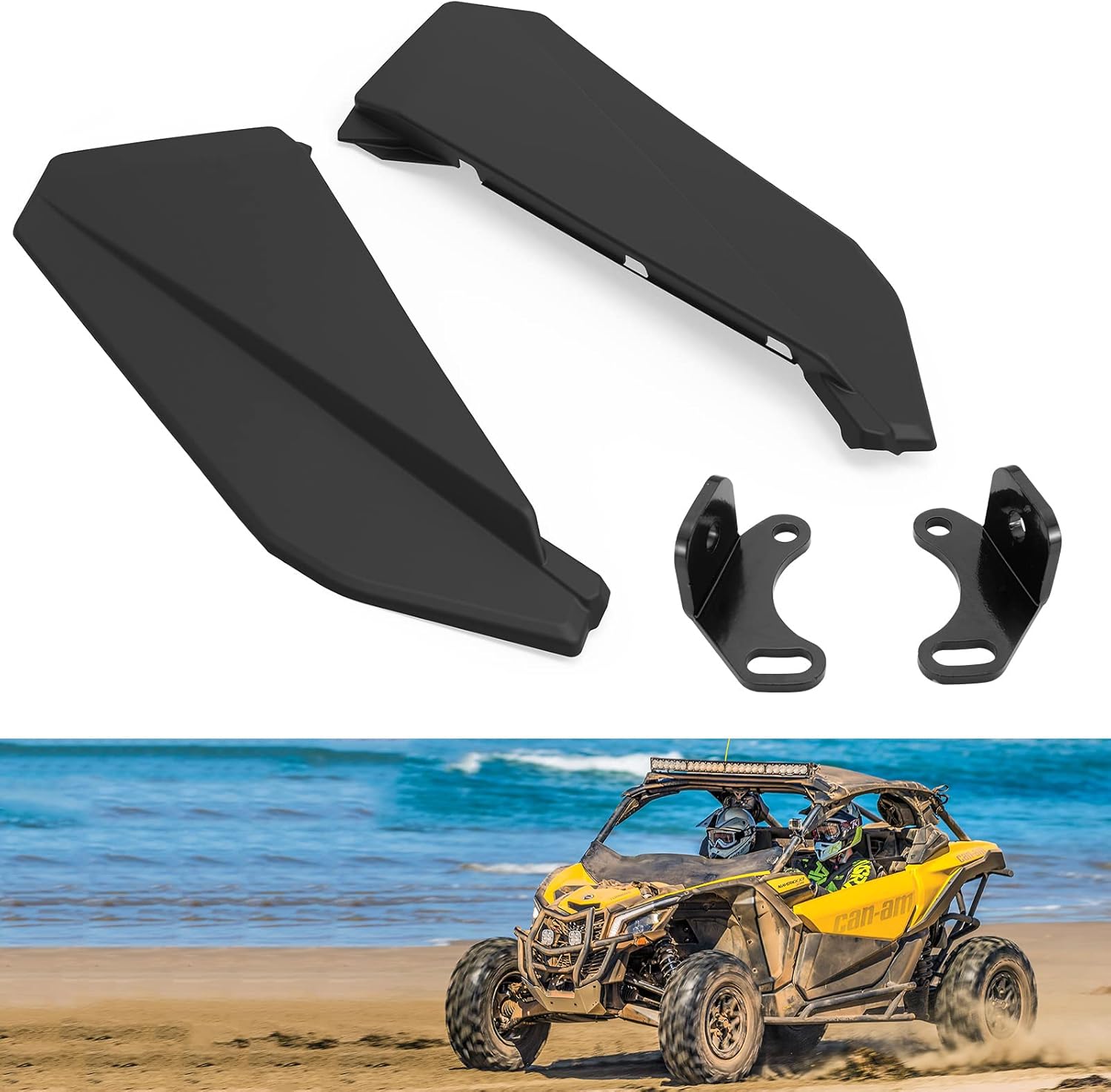 A & UTV PRO Maverick X3 Lower Door Panels Inserts & UTV Whip Light Flag Mount,for 2017-2022 Can Am Maverick X3 Max,2 Door Lower Half Plastic Doors with Led Light Mount Rear Pillar Bracket Accessories