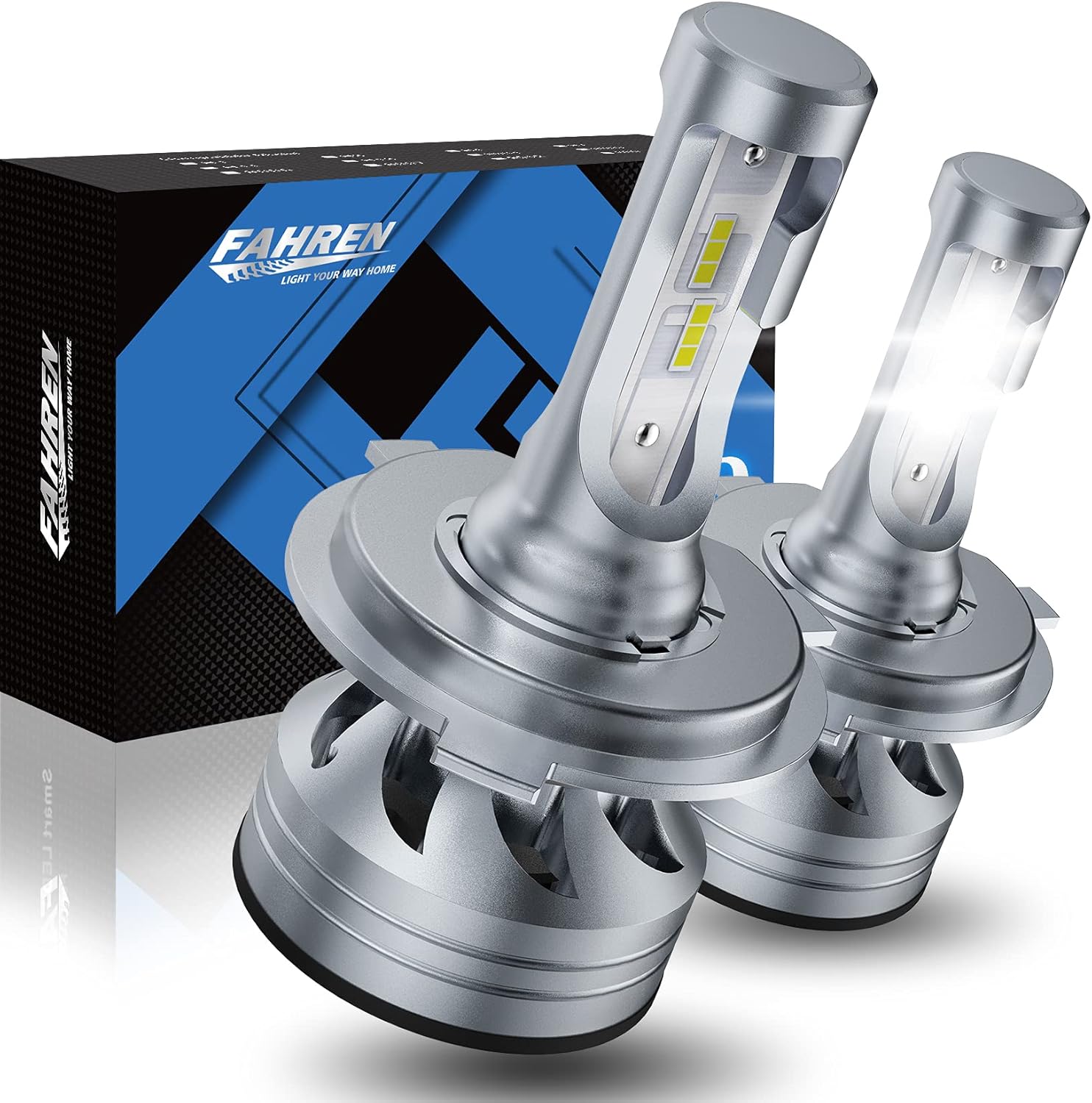 Fahren H4/9003/HB2 LED Headlight Bulbs High/Low Beam White 6500K, Pack of 2