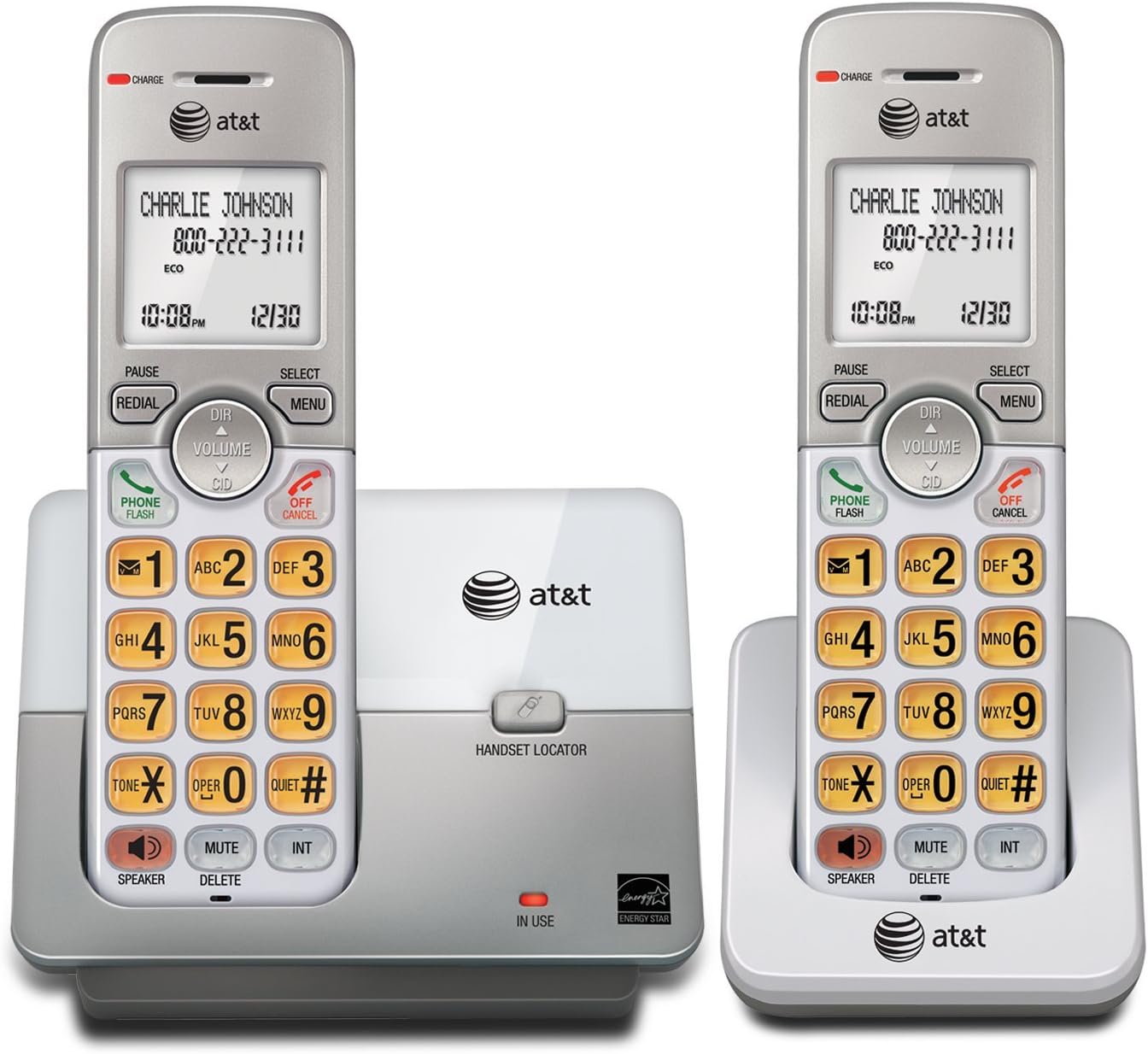 AT&T EL51203 DECT 6.0 Phone with Caller ID/Call Waiting, 2 Cordless Handsets, Silver (Renewed) Pack of 2