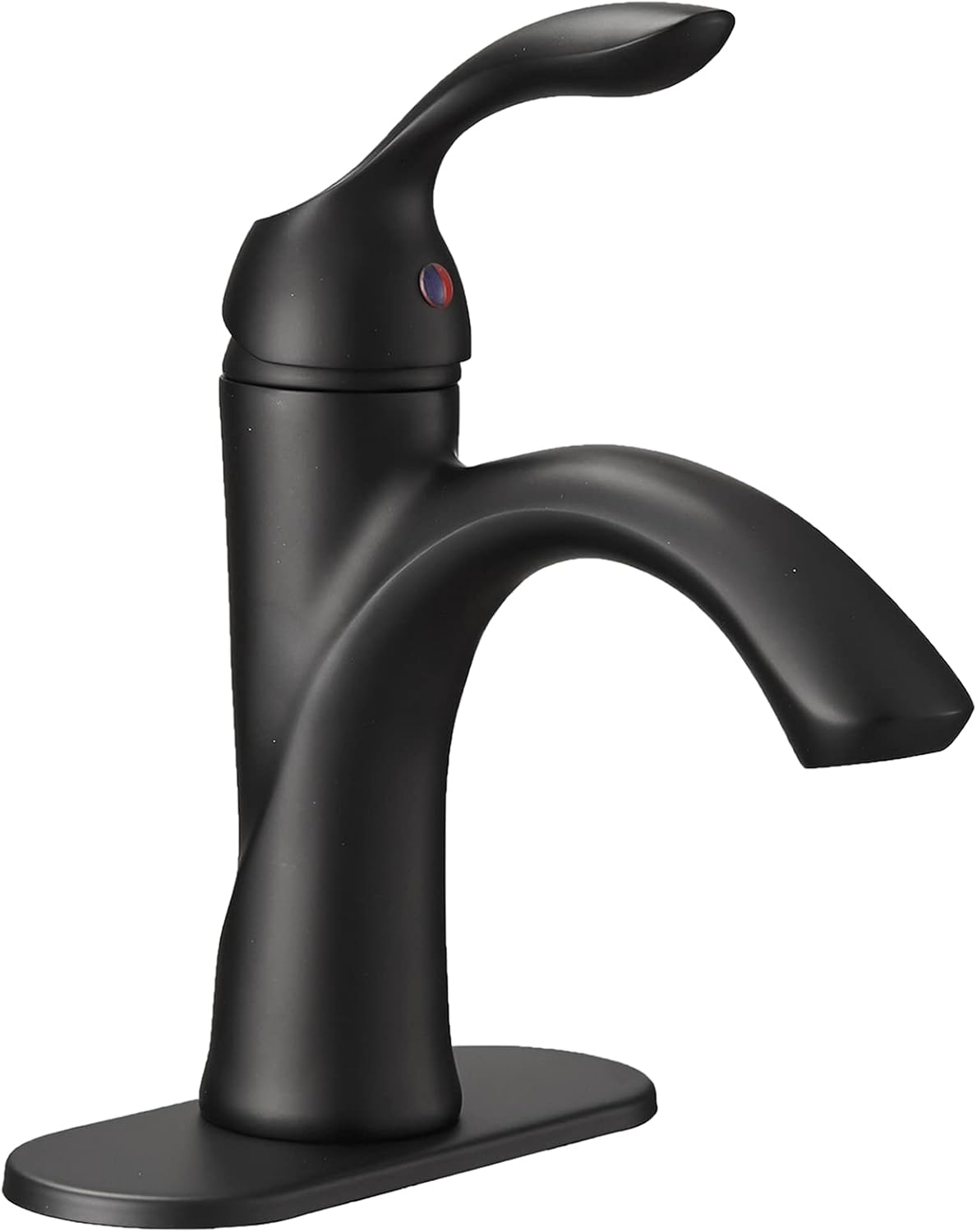 BATHLAVISH Matte Black Bathroom Faucet, Black Bathroom Sink Faucet, Farmhouse Bathroom Faucet, Single Hole Single Handle Vanity Lavatory RV with Supply Line