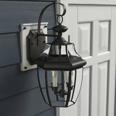 Washington Mews 3 - Bulb 22.5x22 H Beveled Outdoor Wall Lantern Charlton Home Fixture Finish: Mystic Black