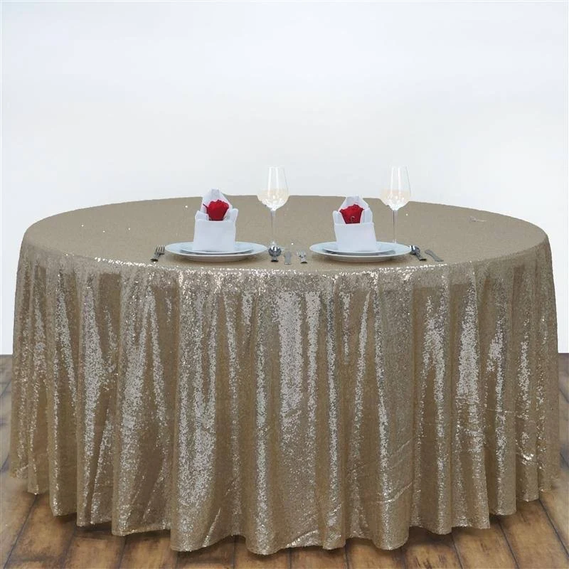 Balsacircle 108x22 Sequin Round Tablecloth - Champagne