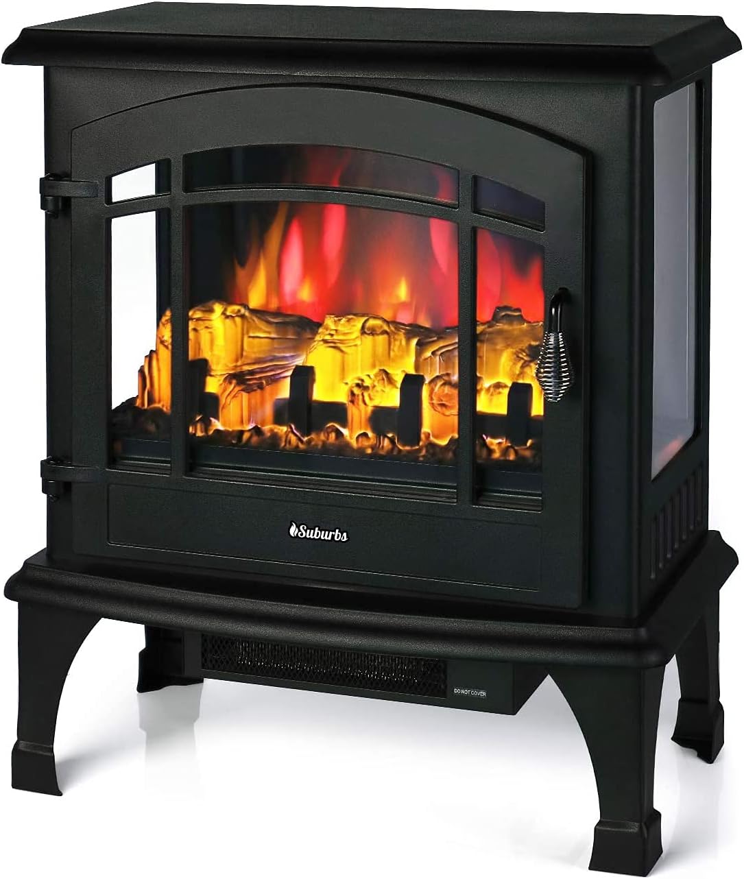 TURBRO Suburbs TS23 Electric Fireplace Heater, Freestanding Fireplace Stove with Realistic Adjustable Flame Effect - CSA Certified - Overheating Safety Protection - Remote Control - 23