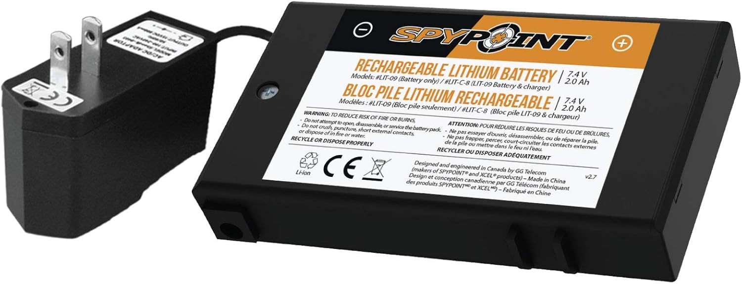 Spypoint Rechargable Lithium Battery W/Ac Charger Lit-C-8 Pack of 2