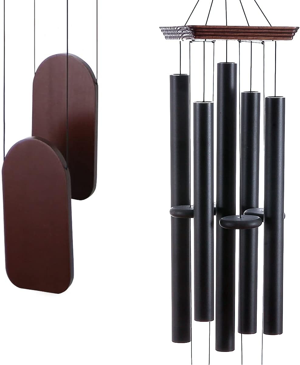 Large Wind Chimes for Outside Deep Tone, Memorial Wind Chimes Outdoor Tuned Soothing Melody Tone,48 Inches Sympathy Windchime Gifts for Mother's Day,Wind Chimes Outdoors Garden Patio Yard Decor(Black)