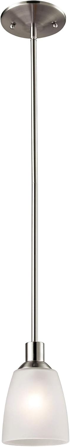 Jackson 1-Light Mini Pendant in Brushed Nickel with White Glass - LED