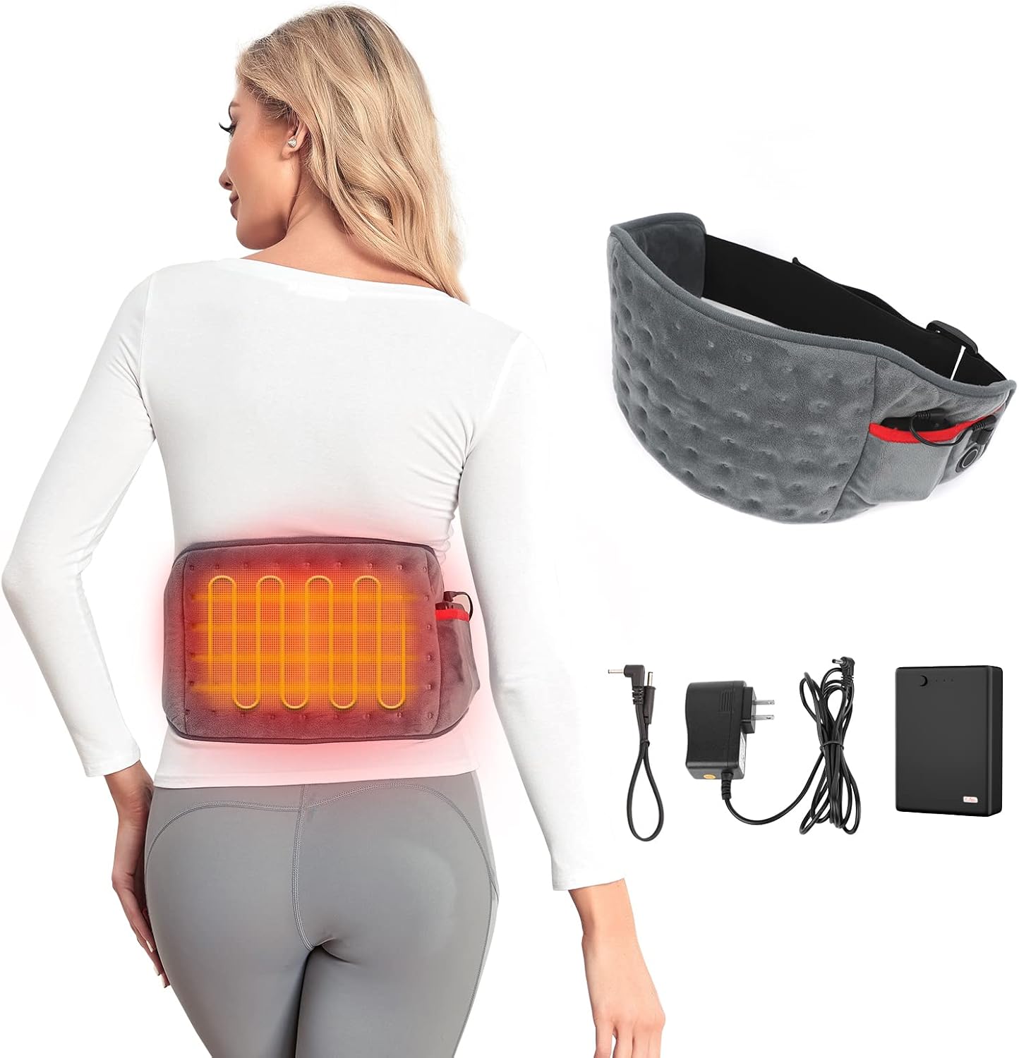 Vofuoti Cordless Heating Pad, Portable Heated Pad with Battery Pack and 3 Heat Settings for Back Pain Relief, Abdomen Cramps Pack of 2