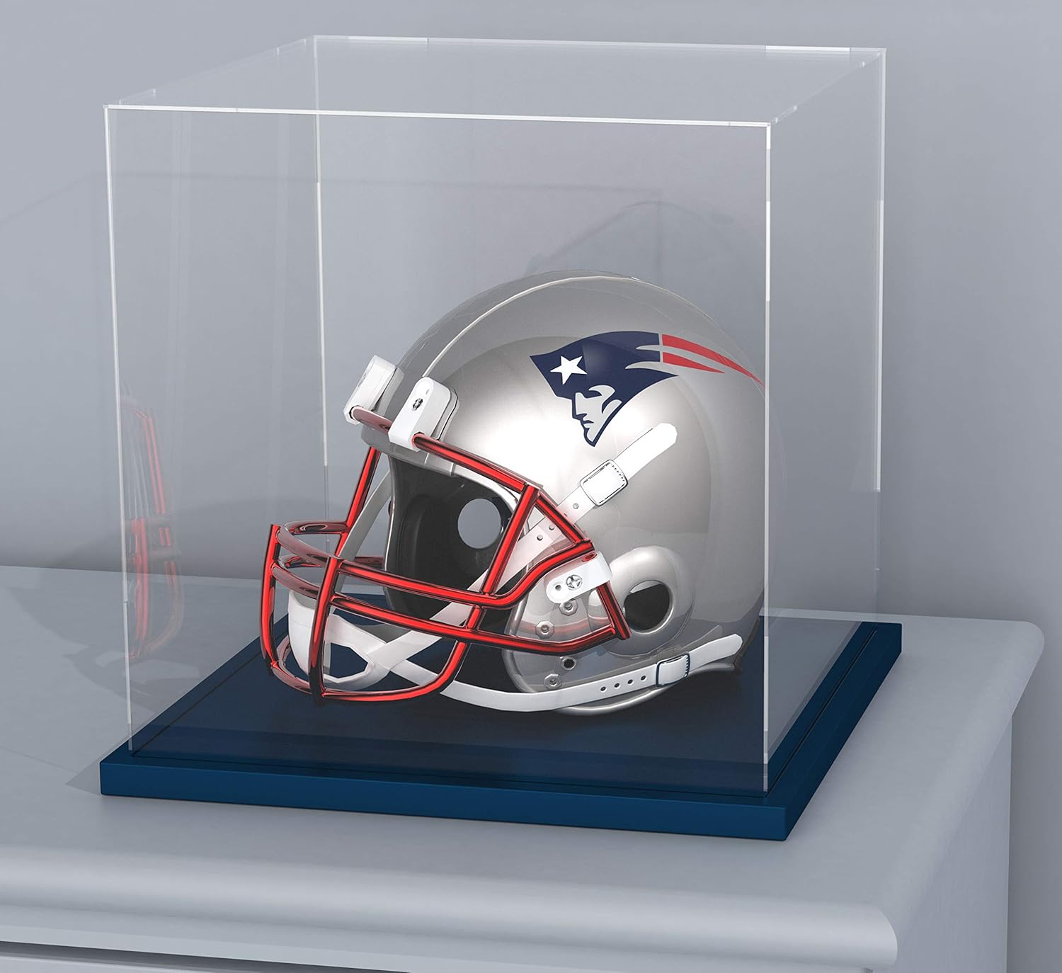 hopeme Acrylic Display Case with Navy Blue Velvet Stand, Deluxe Dustproof Showcase with Lid, 12 Inch Cube Acrylic Box for Football, Collectibles and Action Figures (12x12x12 inch) Pack of 2