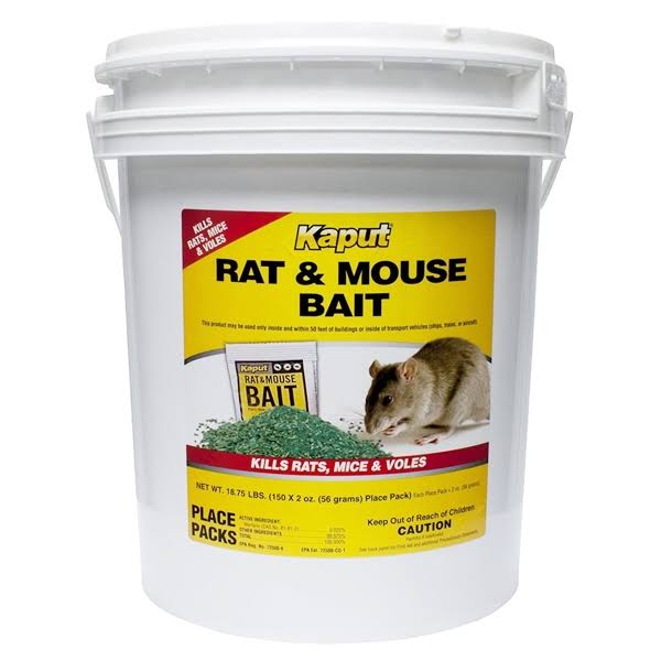 Kaput Rat u0026 Mouse Bait (RMV) 150 Place Packs - Warfarin