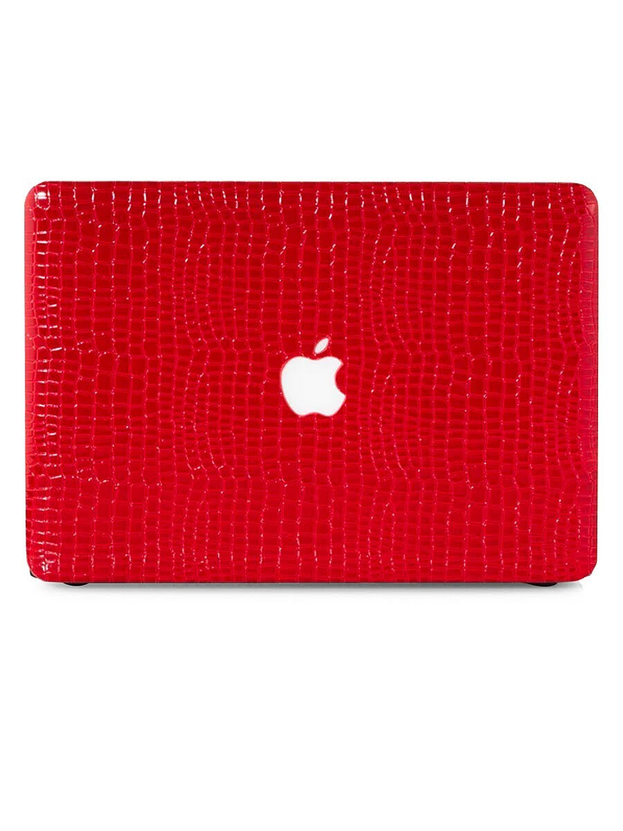 Chic Geeks Crimson Crocodile-Embossed MacBook Case - Crimson