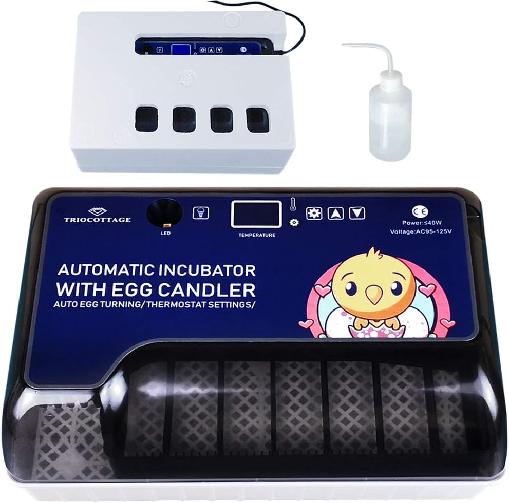 TRIOCOTTAGE Incubators,Automatic 8-12 Eggs Incubator for Hatching Quail Chicken Goose Duck,Automatic Egg Turning and Temperature,Small Chick Hatcher with Turner Pack of 2