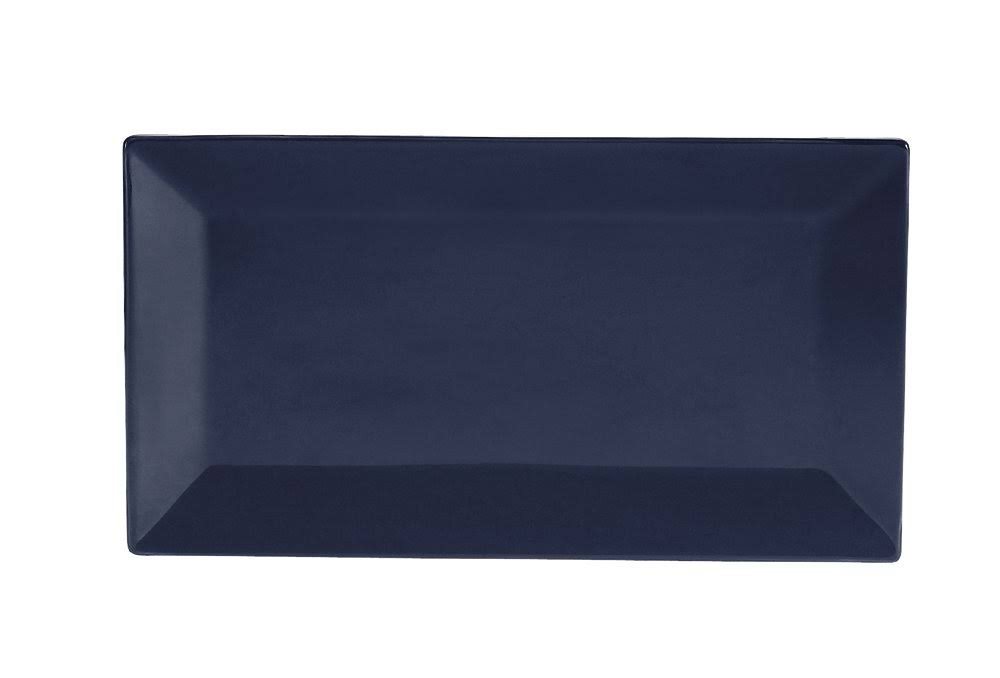 CAC China KC-51-CBU Color Arts 14-1/2-Inch by 8-1/4-Inch Stoneware Rectangular Platter, Cobalt Blue, Box of 12