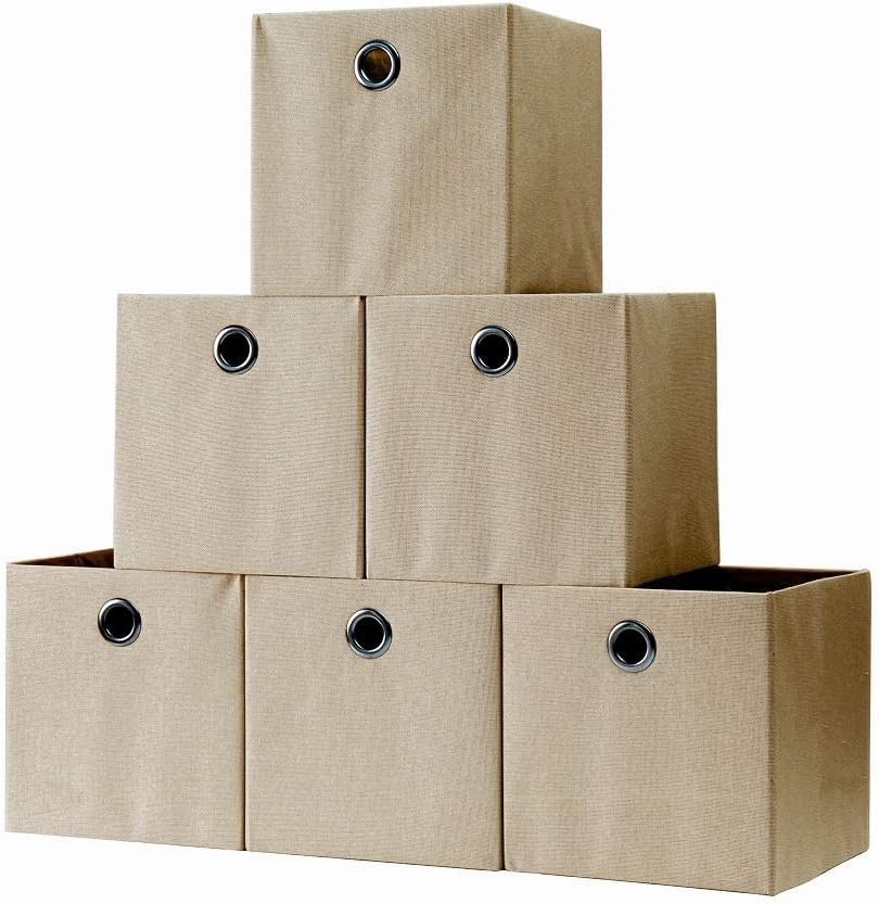 NEATNESSOME Cube Storage Bins 11x11 Set of 6, Foldable Fabric Storage Baskets, Closet, Shelf, Drawer Organizer for Home and Office natural … Pack of 2
