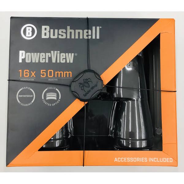Bushnell Powerview Binoculars Porro Prism - Black - 16 x 50mm - Each