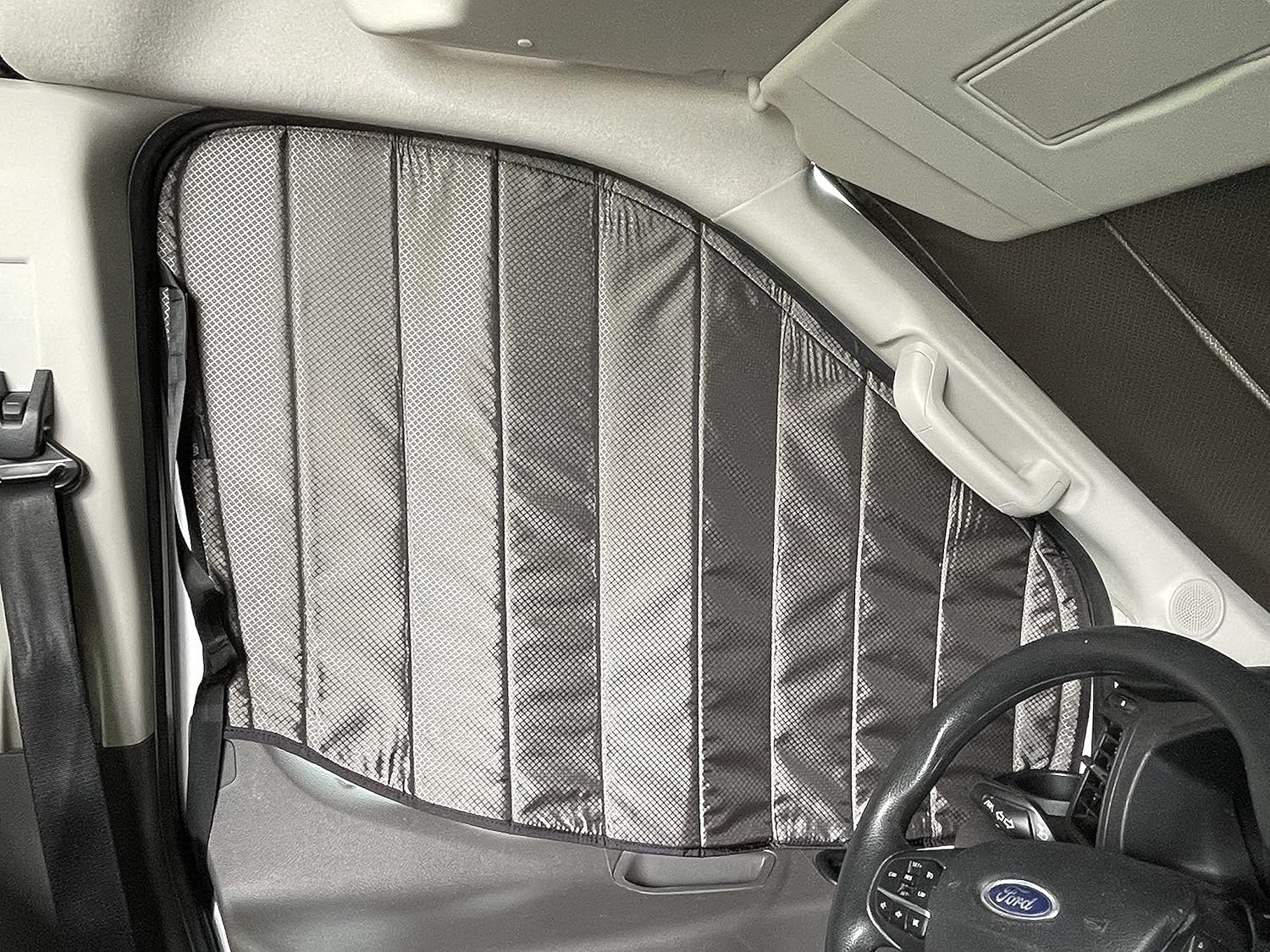 VanEssential Ford 2015-Current Transit Van Insulated Blackout Front Door Covers (Pair) - Olive Gray