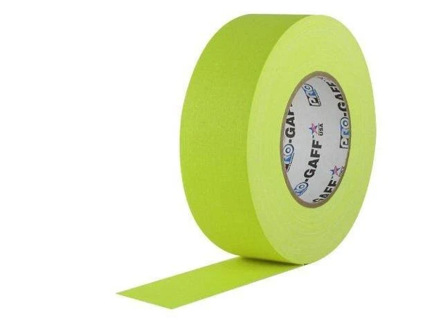 Pro Gaff Fluorescent Yellow Gaffers Tape 2x22 x 50 Yard Roll (Pack of 24)