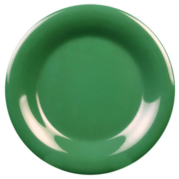 Green 6 1/2x22 Wide Rim Plate,Melamine,Pack of 6, 4 Packs