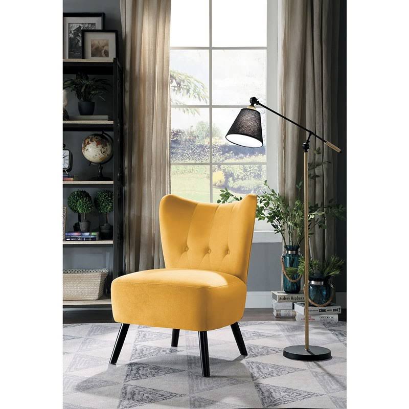 Lexicon Davi Velvet Accent Chair, Yellow
