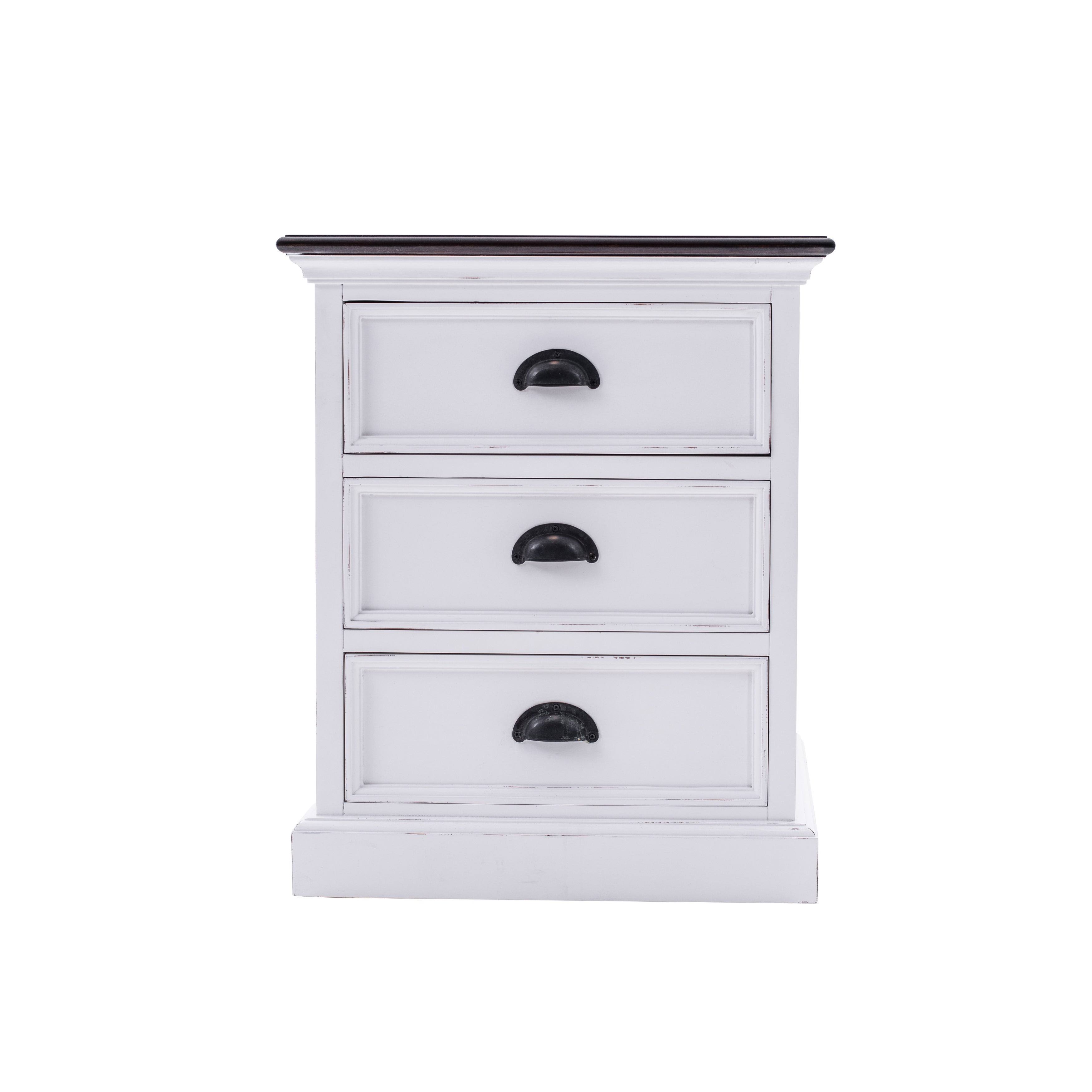 NovaSolo Halifax Accent Mahogany Wood Bedside Drawer Unit in White