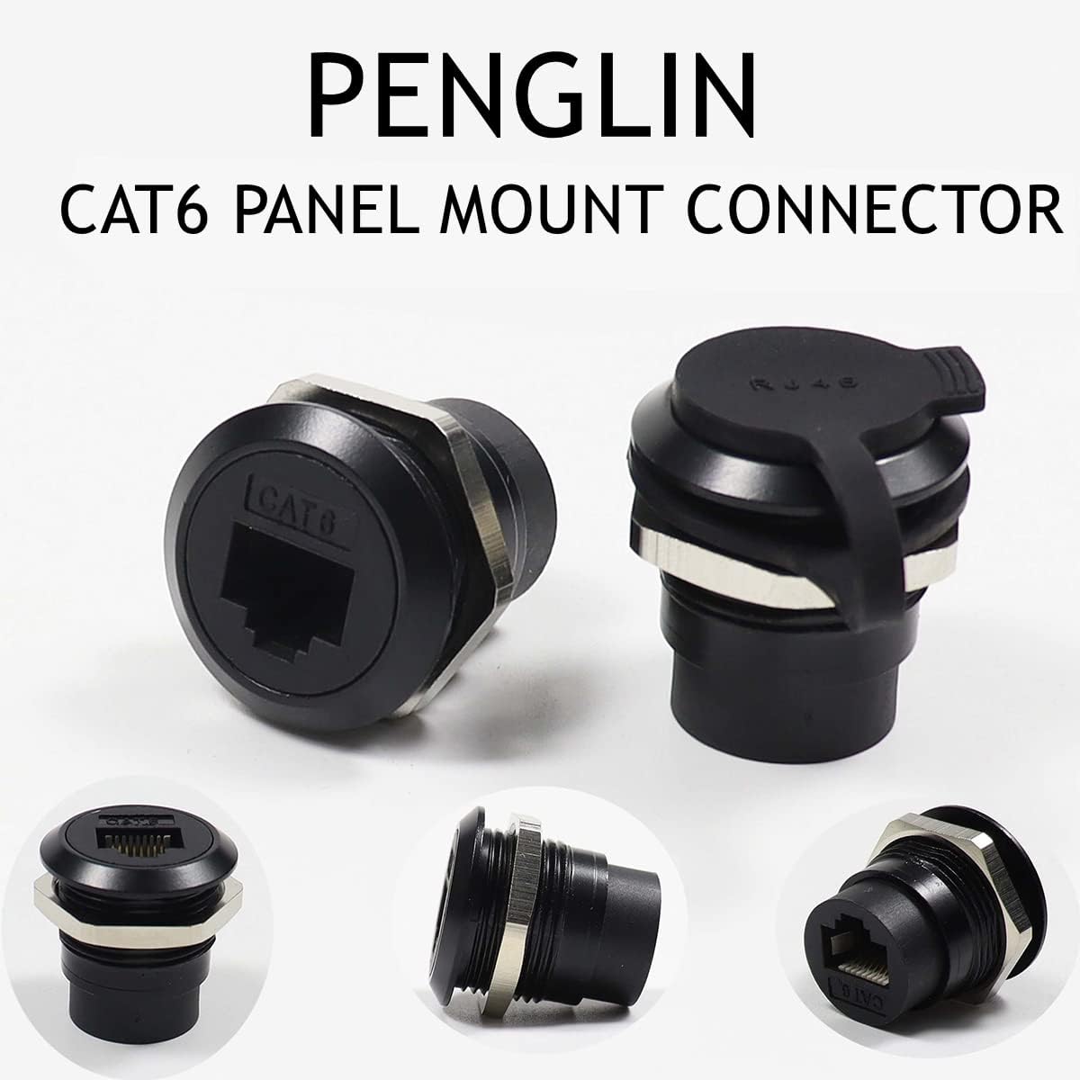 PENGLIN 2Pack RJ45 Panel Mount Coupler, Ethernet LAN Pass Through Connector, CAT6 Female to Female Bulkhead Extension Interface Adapter