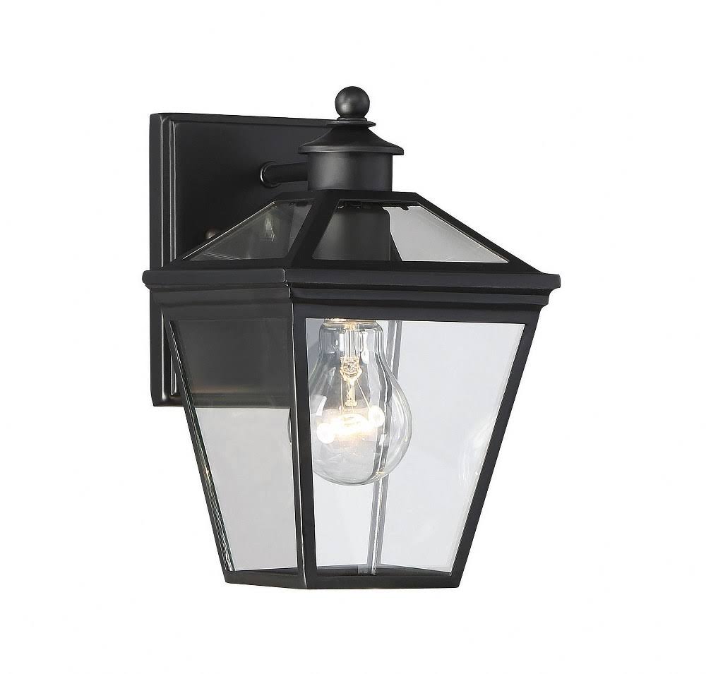 1 Light Outdoor Wall Lantern - Modern Farmhouse Style with Rustic - 9.5 Inches Tall by 6 Inches Wide Black Finish with Clear Gla