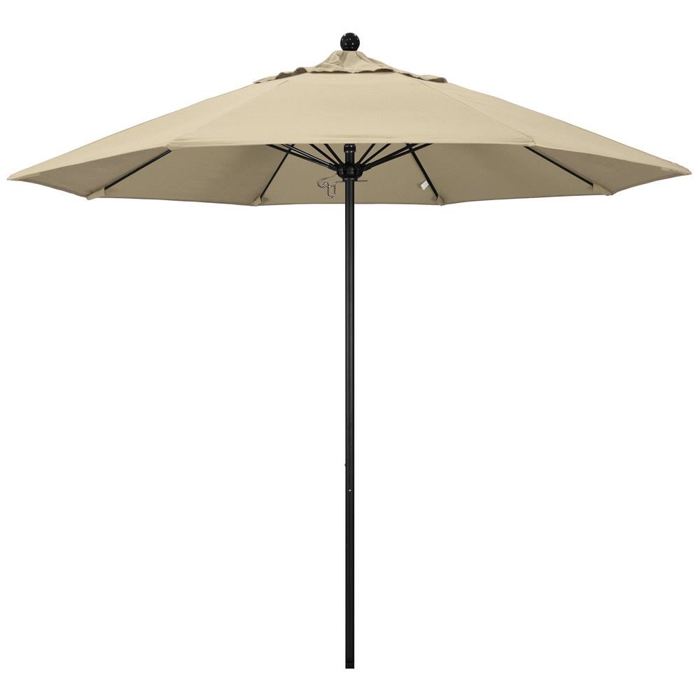 California Umbrella Venture Collection ALTO908302-5422 9& Patio Umbrella with Black Aluminum Pole Fiberglass Ribs Push Lift with