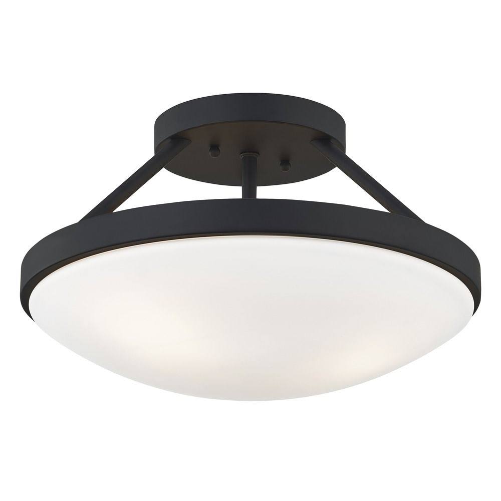 Design Classics Lighting 15-inch Matte Black Semi-Flush Light - Steel Ceiling Fixture - 8.875 in x 15 in 567-07