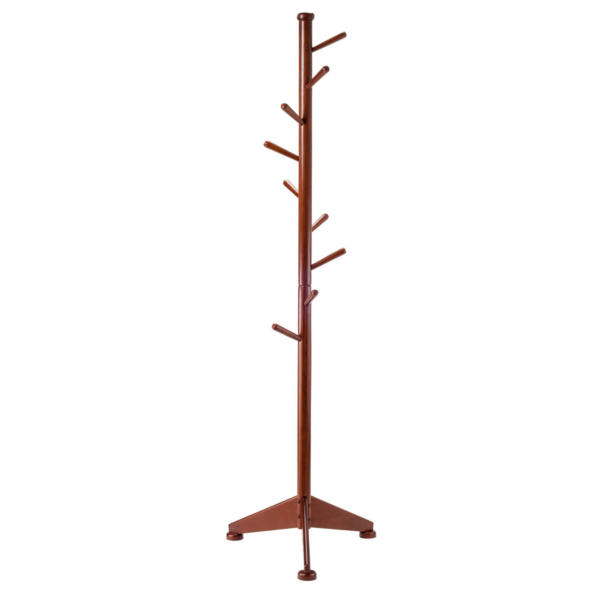 70x22 Walnut Solid Wood Coat Rack Tree with Pegs - 33832711