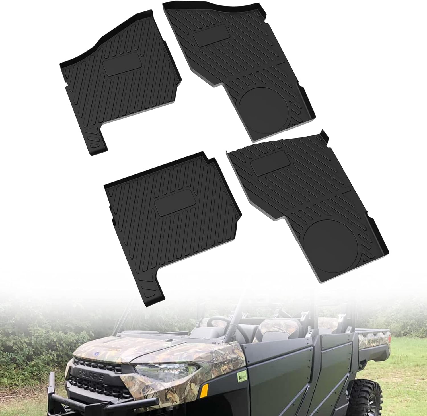 A & UTV PRO Floor Mats Fit for Polaris Ranger Crew XP 1000 2019-2022, All Weather Waterproof 3D Floor Liners, 6 Seater Front & Rear TPE Slush Liner Black Accessories